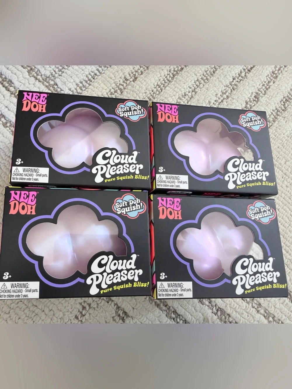 Bundle of 4 Nee Doh Cloud Pleaser Soft Squish Kids Toy - Pink